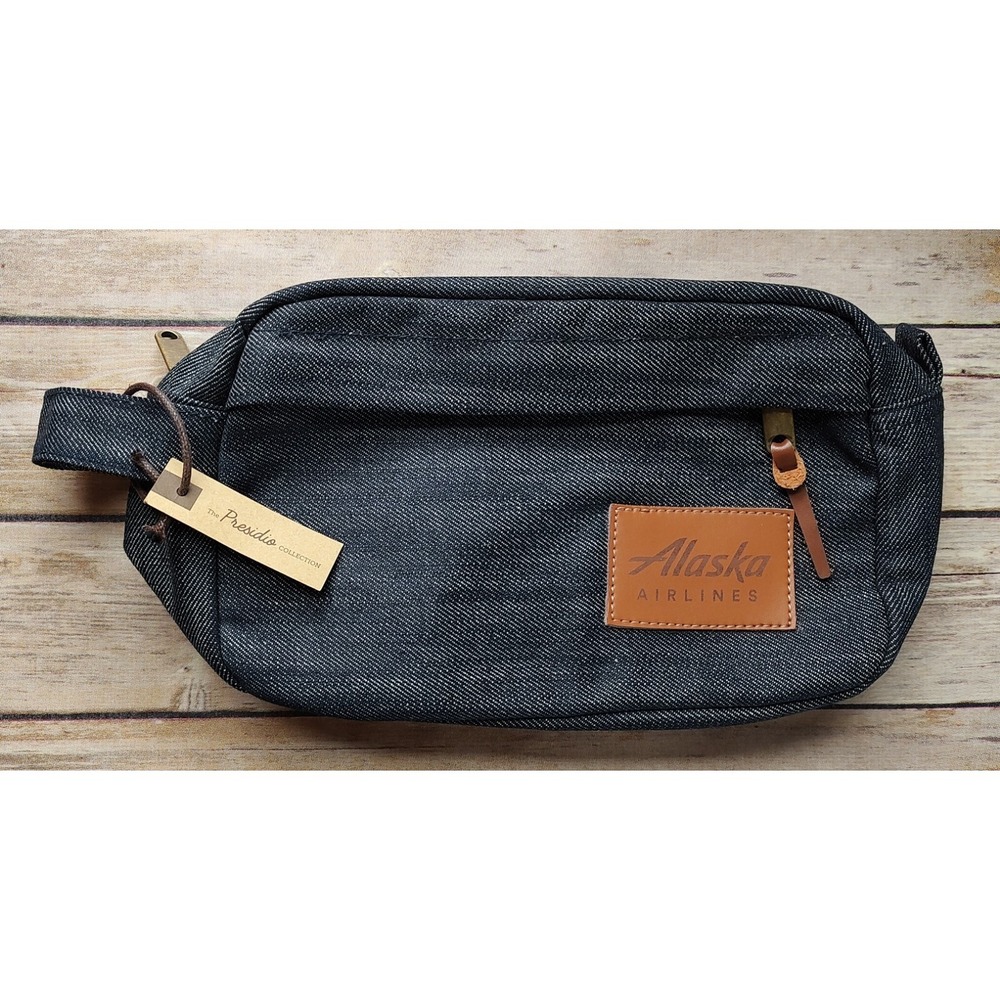 Alaska Airline Toiletry Bag, Leather and Canvas Travel Bag Toiletries Bag A6